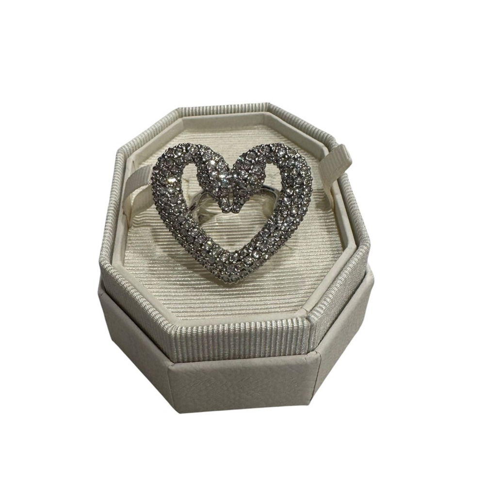 Swarovski Una Swan Large Heart Cocktail Ring White Size 50